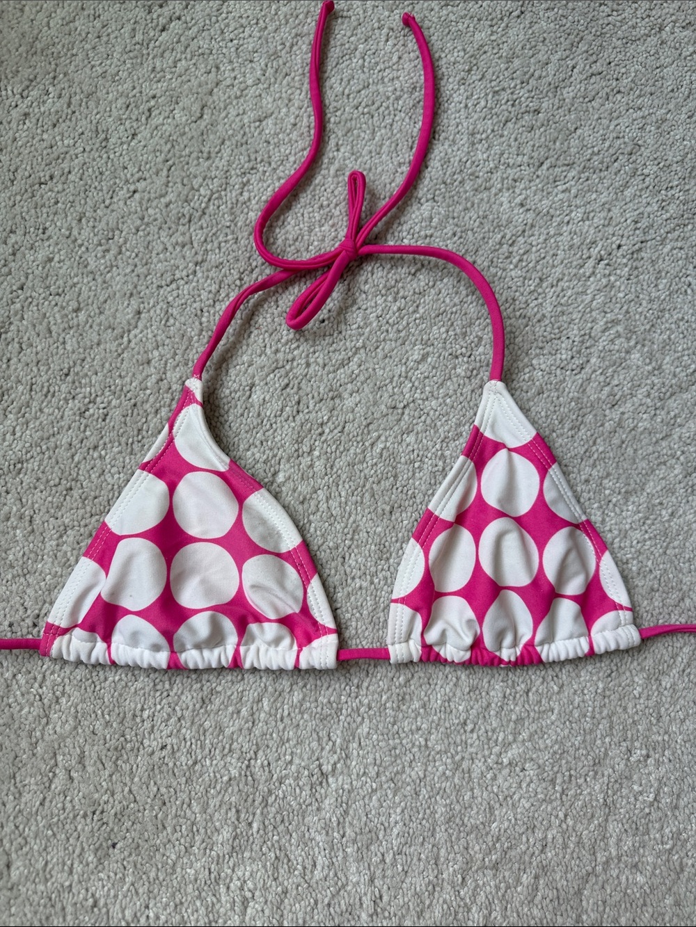Pink & White Polka Dot Triangle Bikini Top - Women's Swim